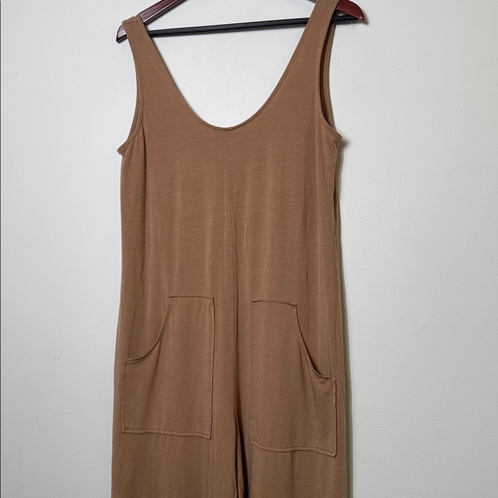 LOFT Sleeveless Wide-Leg Jumpsuit in Tan - Picture 3 of 6